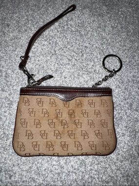 Wristlet Clutch in Tan with Brown Trim